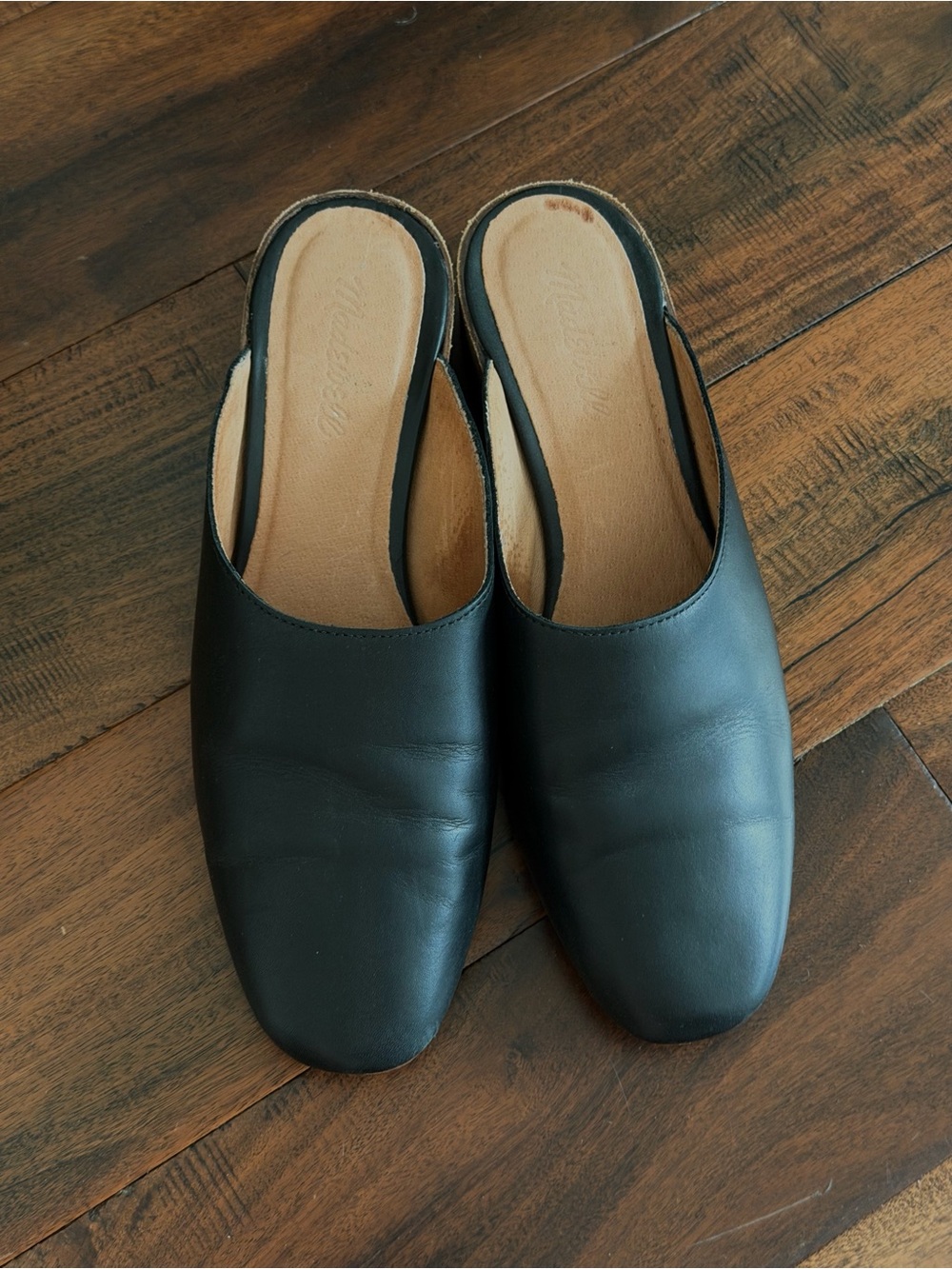 Madewell Black Leather Slip-On Mule